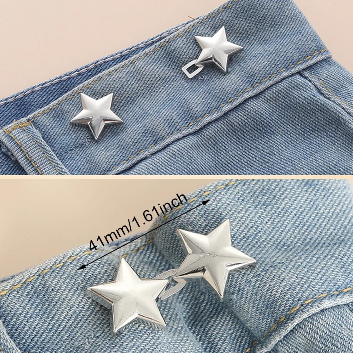1 Quadrifoglio Fibbie Paio for Jeans, No Cucire Need, Removable Pants and skirts