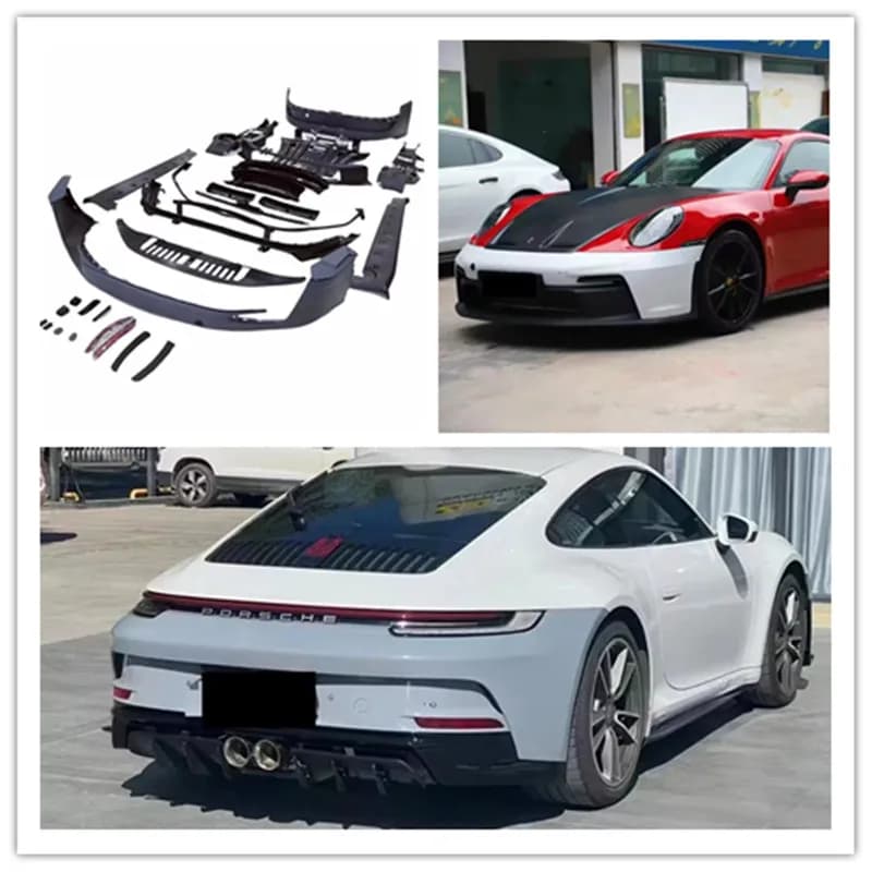 Plastic material PP GT3 style front bumper miniskirt side parts rear bumper back diffuser for kit body shop Porsche 992