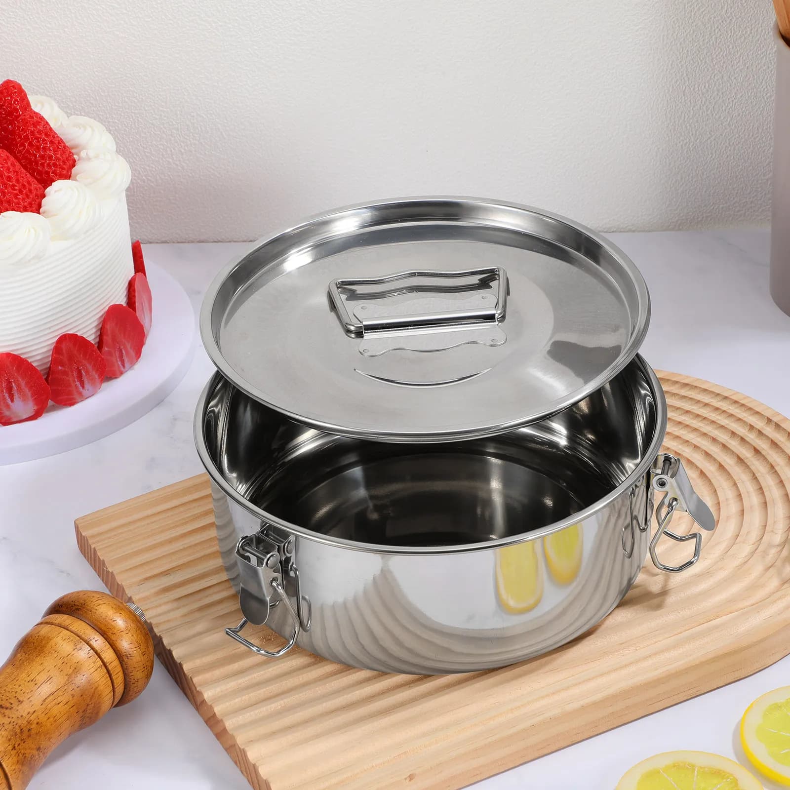 Flan Mold Lid Premium Stainless Steel Food Steamer Pot Kitchen Steaming Pan Baking Mold Cooking Container Steamer Pot