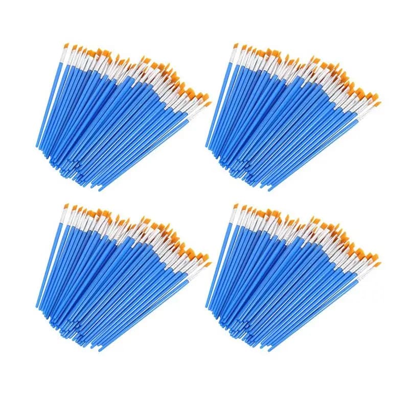 A36T-Paint Brushes Set 200 Pcs Kids Nylon Flat Hair Small Oil Watercolor Artist Painting Kits Bulk For Children