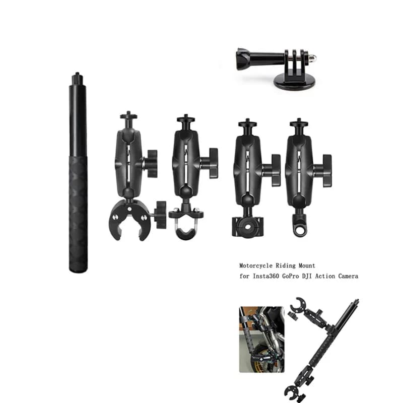 1.5m Bullet Time Selfie Stick + Staffa manubrio bicicletta moto per DJI Action 4/3 Insta360 X4 X3 X2 GoPro 12 11 10 9 8 SJCAM
