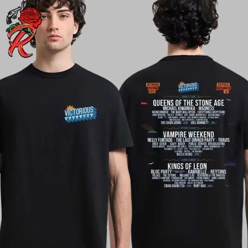 T-shirt del Festival Vittorioso 2025 a Southsea Portsmouth nel Regno Unito dal 22 al 24 agosto