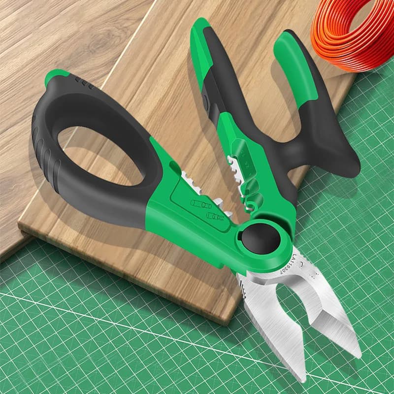 Forbici da Elettricista 7 Pollici, Pinza Spelafili e Crimpatrice con Manico Aperto, Cesoie in Acciaio Inox per Taglio Cavi, Utensile per Crimpatura - OFFERTA SPECIALE
