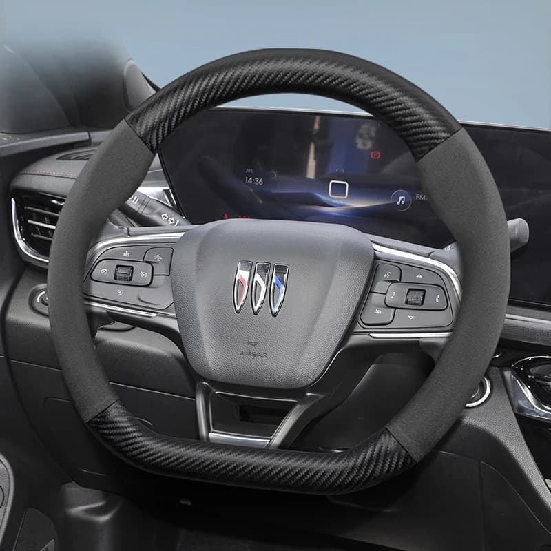 Per Buick Pelle Scamosciata Coprivolante In Fibra di Carbonio Fit Encore Gx Envista Regal Envision Mokka Verano Velite 6 LaCrosse Insignia