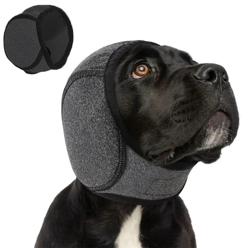 Dog Calming Ear Muffs Noise Reduction Hood, Waterproof Anti‑Anxiety Pet Head Cover for Thunder Bath Swimming Grooming
