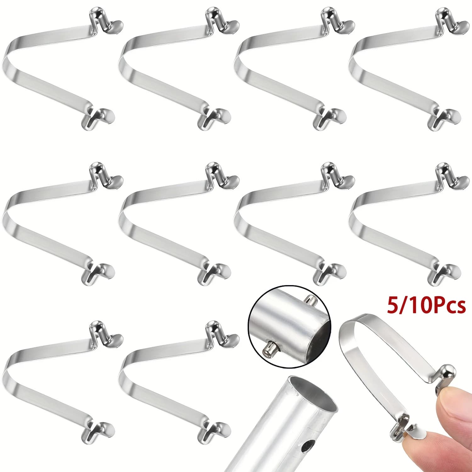 5-10 pz Doppio Pulsante Kayak Paddle Snap Spring Clip In Acciaio A Forma di V Ascensore Tubo di Bloccaggio Telescopico Palo Pinze per Tenda Ombrello