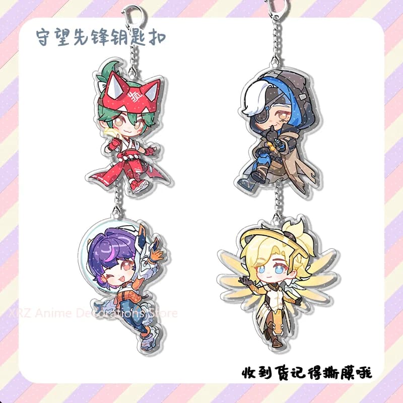4 Pieces Anime Game Overwatch Cole Cassidy Cute Acrylic Keychain Car Accessories Bag Charm Backpack Keychain Birthday Gift