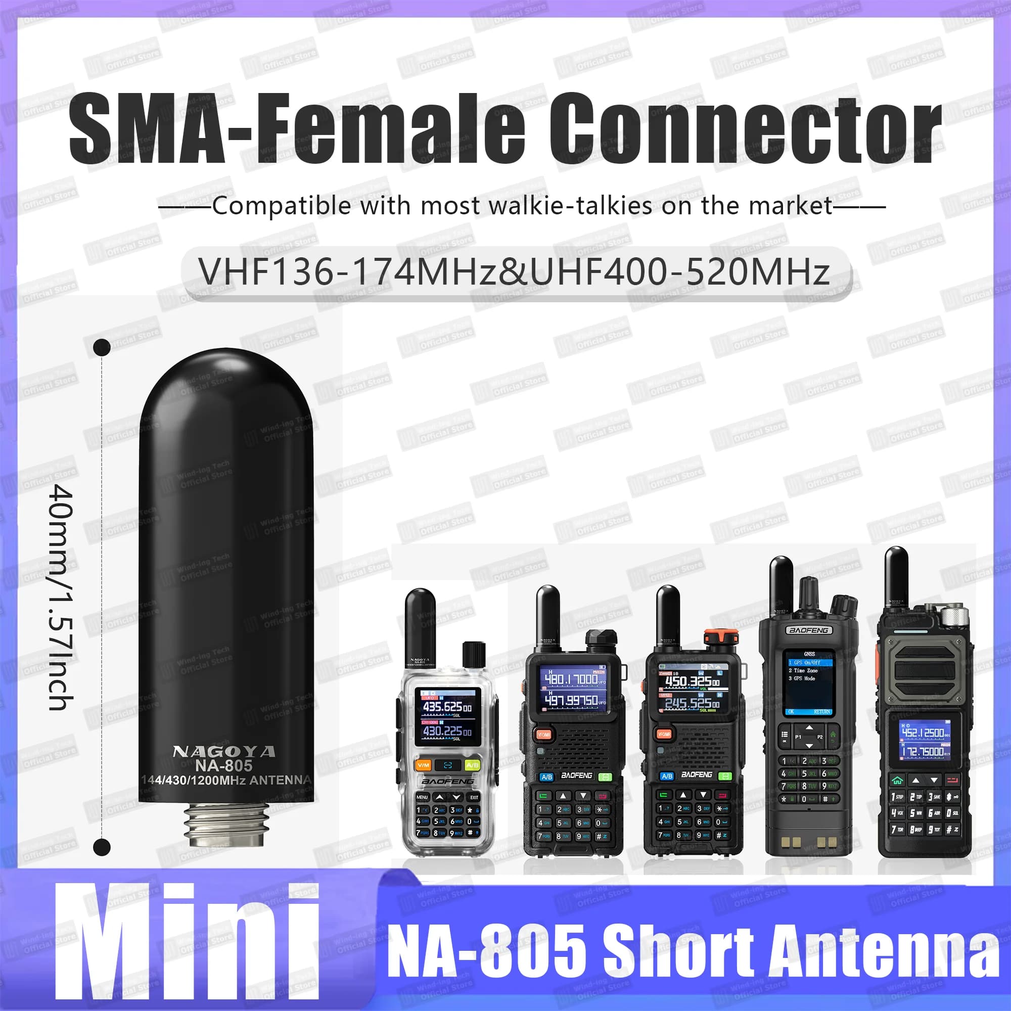 1/2/4/10PCS NA-805 Walkie Talkie Antenna VHF/UHF UV-5R MINI Antenna SMA-Femmina per Iradio Quansheng Baofeng Accessori Radio