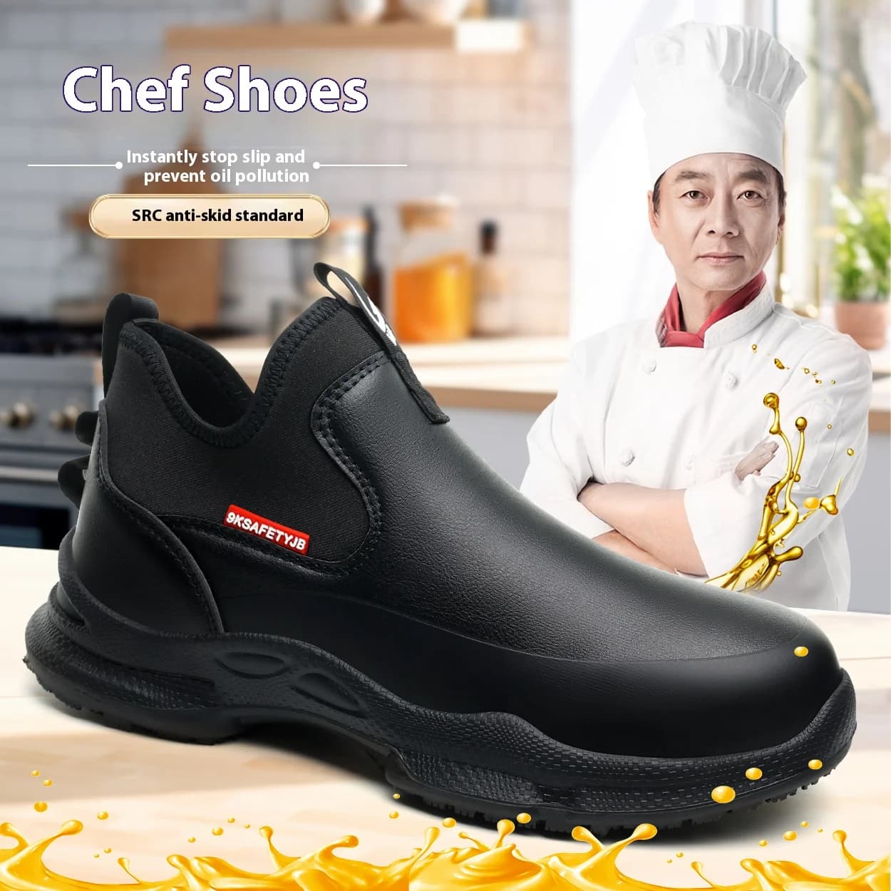 Shevalues Uomo Zoccoli Eva Scarpe da cuoco da uomo Scarpe da cucina antiscivolo Scarpe da lavoro Scarpe in gomma impermeabili e resistenti all'olio