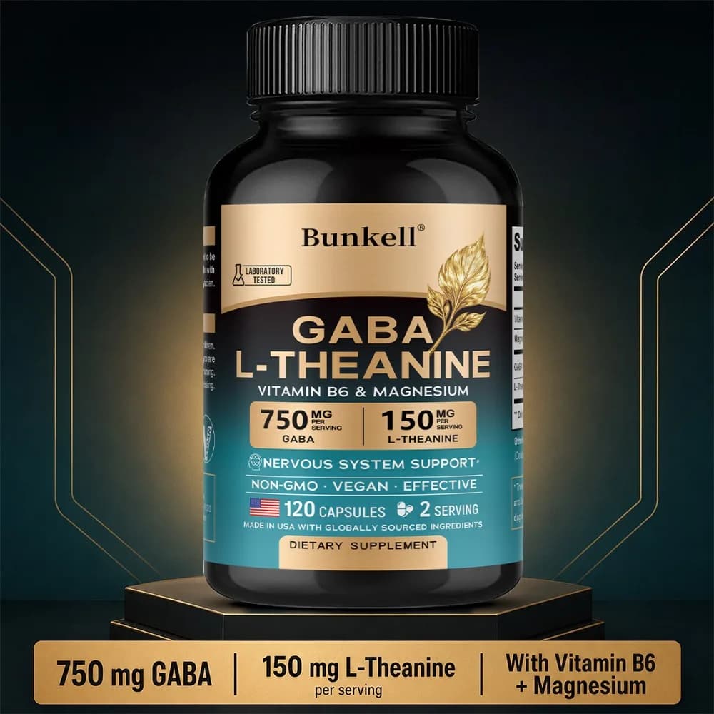 GABA L-Theanine Supplement 900 Mg - Calm, Sleep & Relaxation - 120 Caps | with Magnesium & Vitamin B6