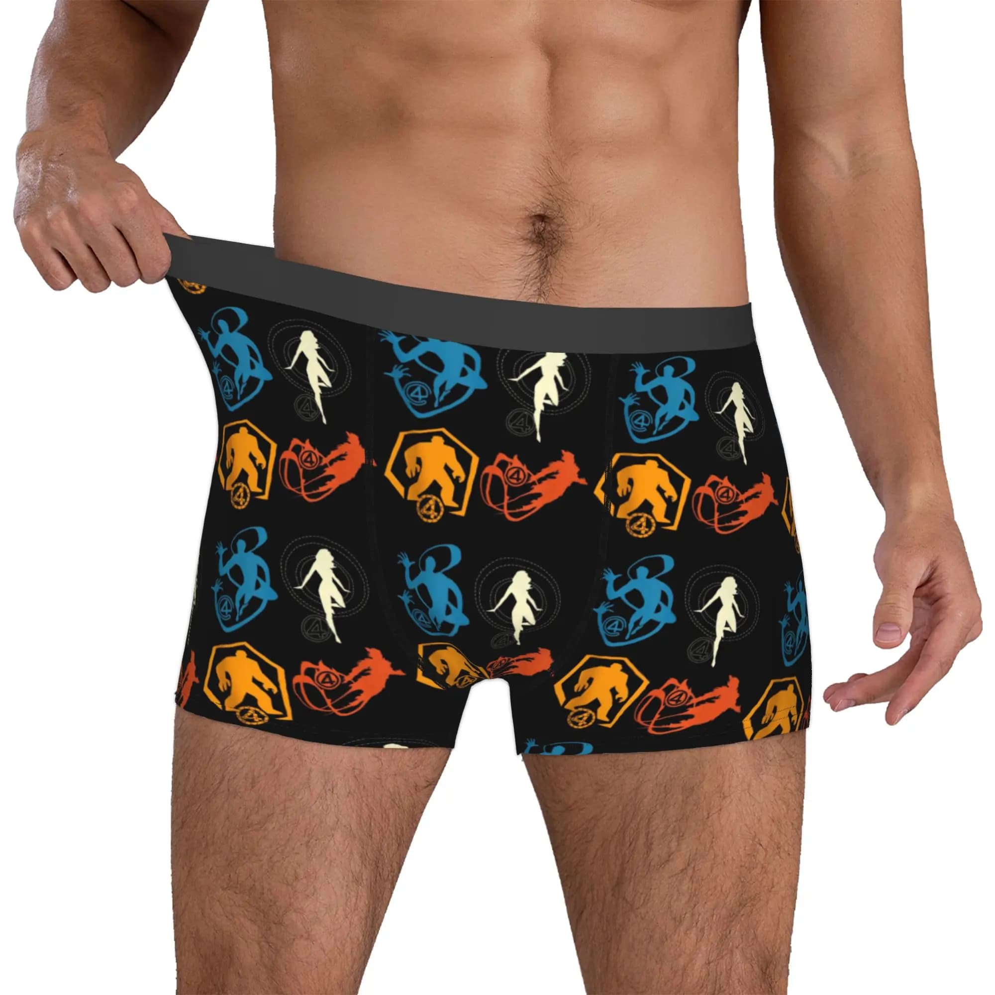 Intimo personalizzato F-Fantastic Four da uomo, boxer elasticizzati, pantaloncini, mutande morbide per uomo