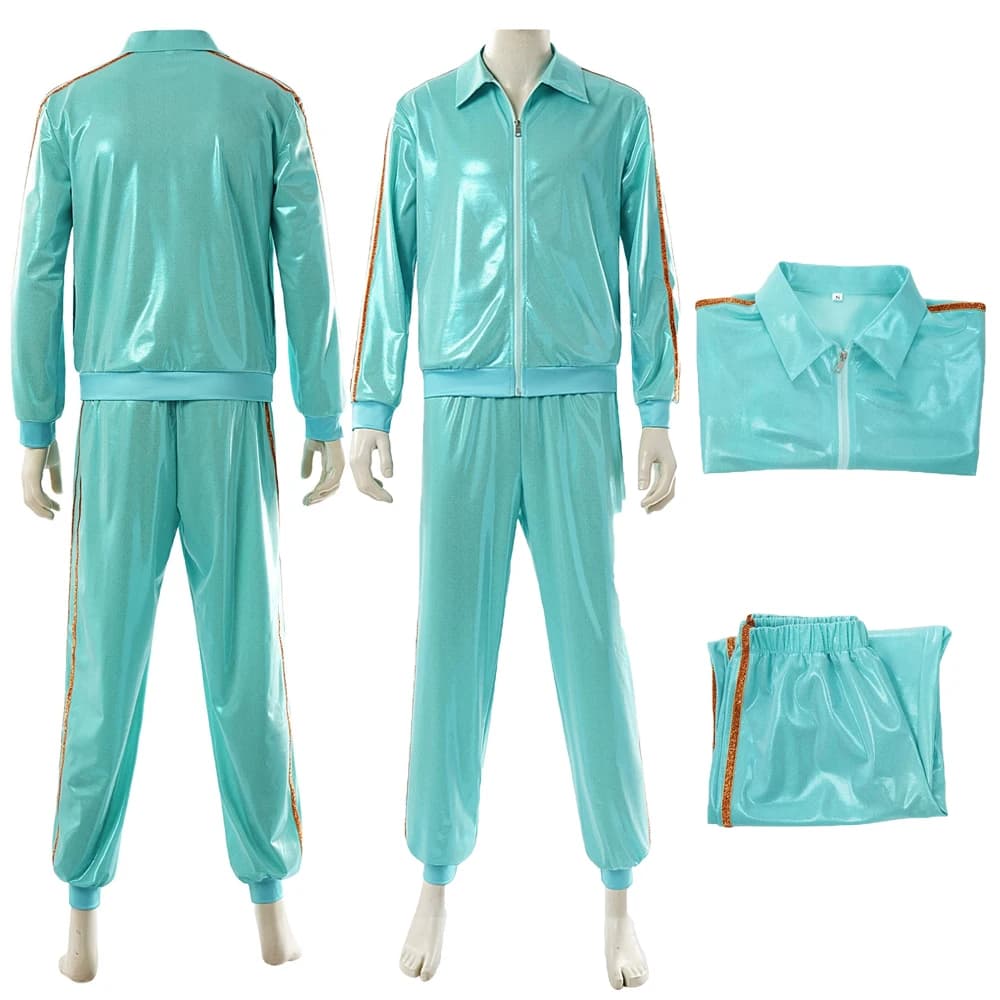 Taylor Cosplay Costume Women Tracksuit Shiny Mint Green Striped Zipper Jacket Pants Set Retro Disco Stage Uniform Halloween