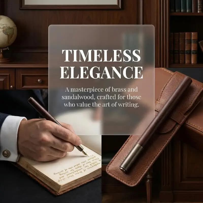 Professional Retro Wood Bronze Fountain Pen Luxury Fine Nib Smooth for Business Office Calligraphy Art Writing Set