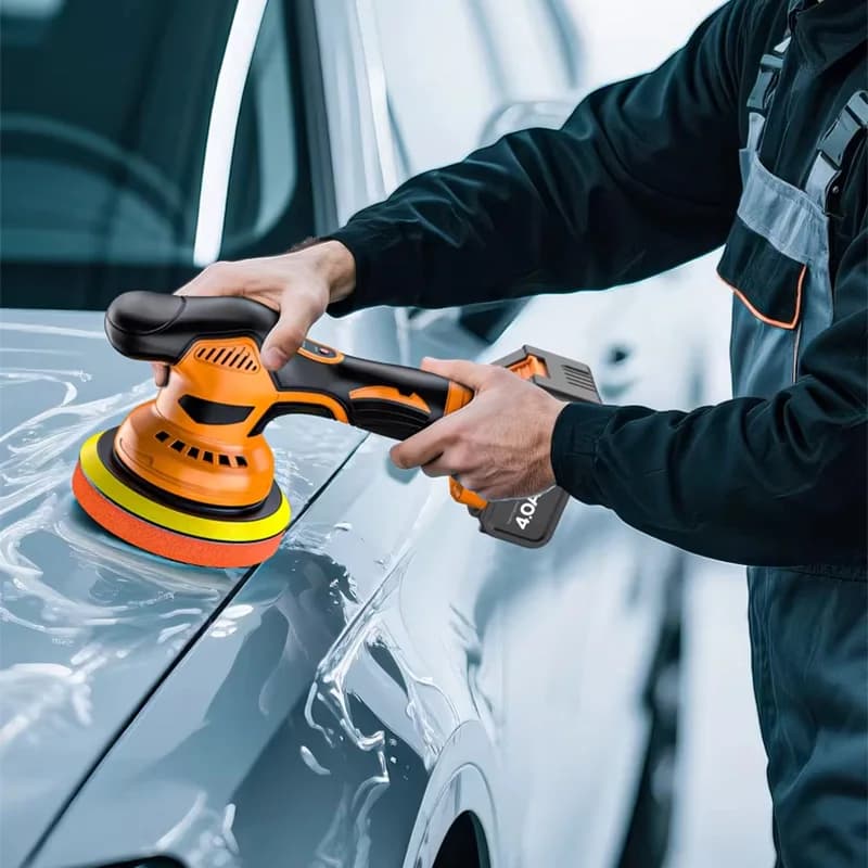 Lucidatrice per Auto Senza Fili 21V 2.0Ah, Kit per Lucidatura e Ceratura, Rinnovo e Riparazione Vernice, Albero Eccentrico Curvo