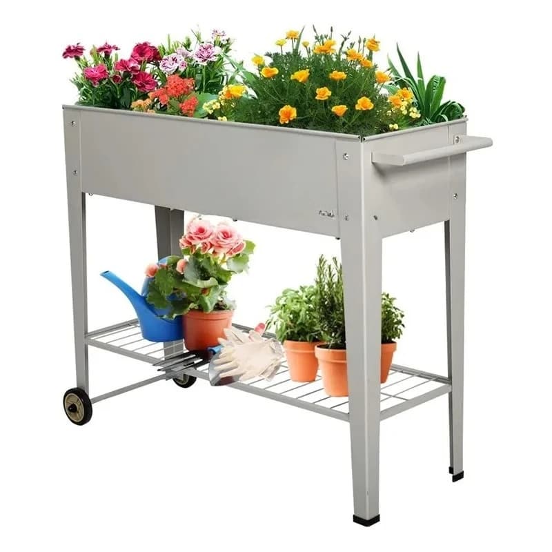 multifunctional high garden bed, removable outdoor planting box, raised metal flower pot for vegetable cultivation