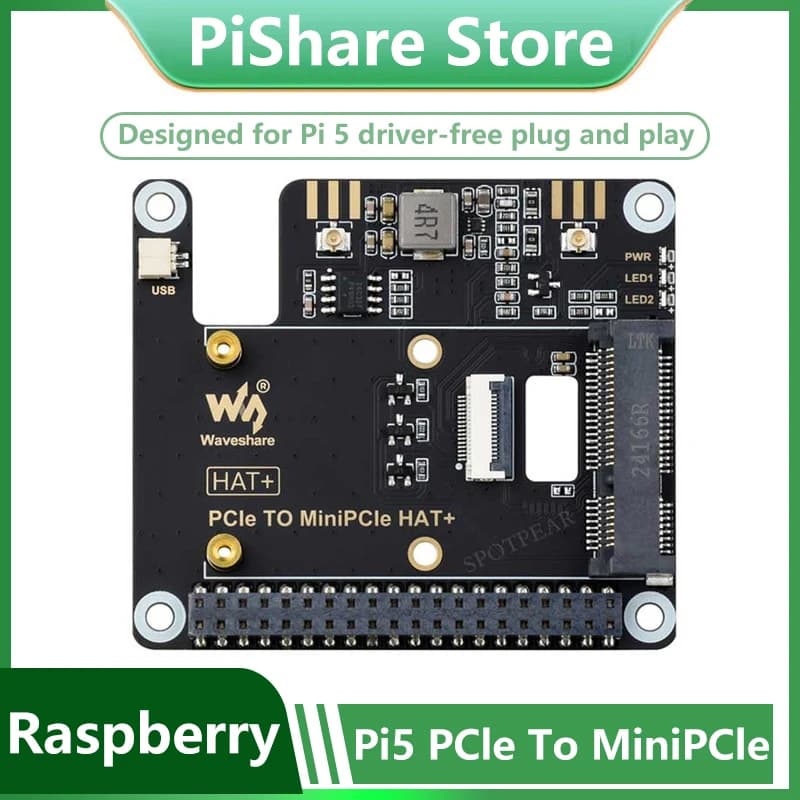 Raspberry Pi 5 PCIE a MiniPCIe HAT+ Per rete wireless Scheda WIFI USB Bluetooth
