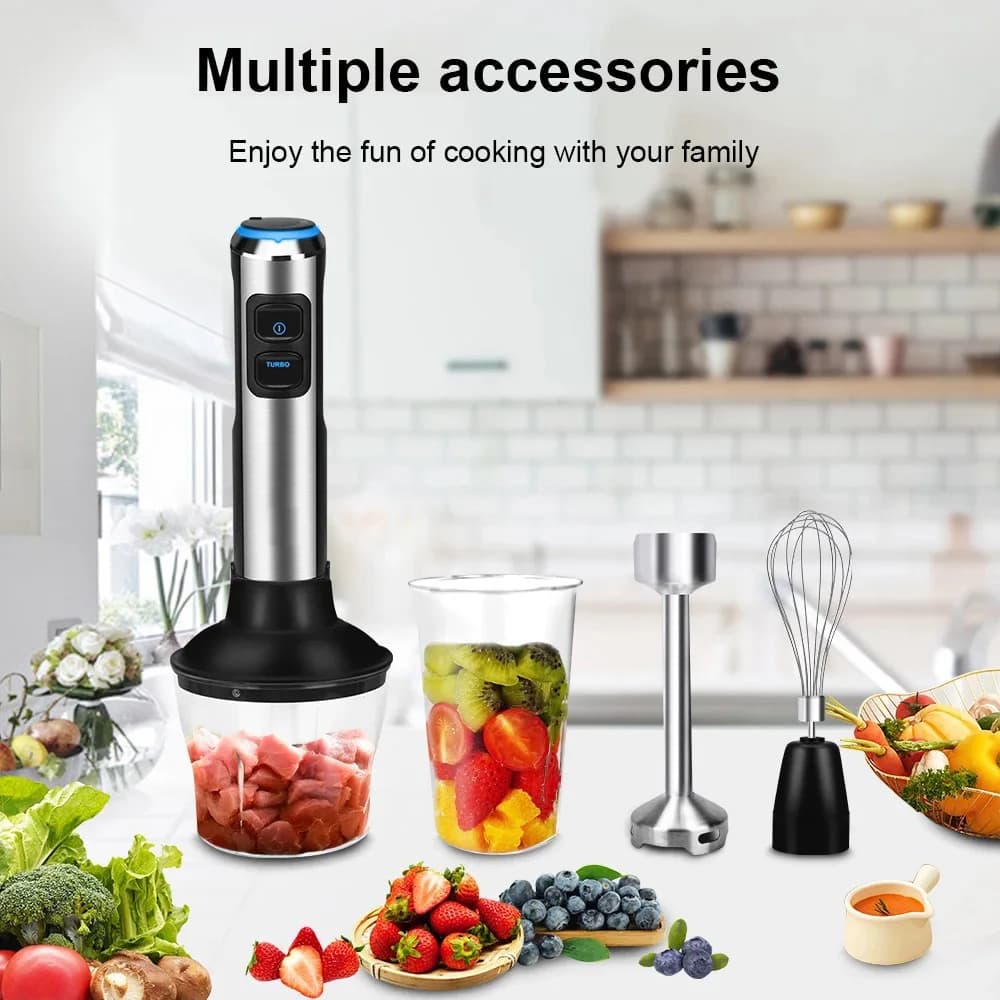 Hand mixer 4 in 1 high power 1200 W vegetable meat mixer Includes trifle and cup for blended Stainless steel blend