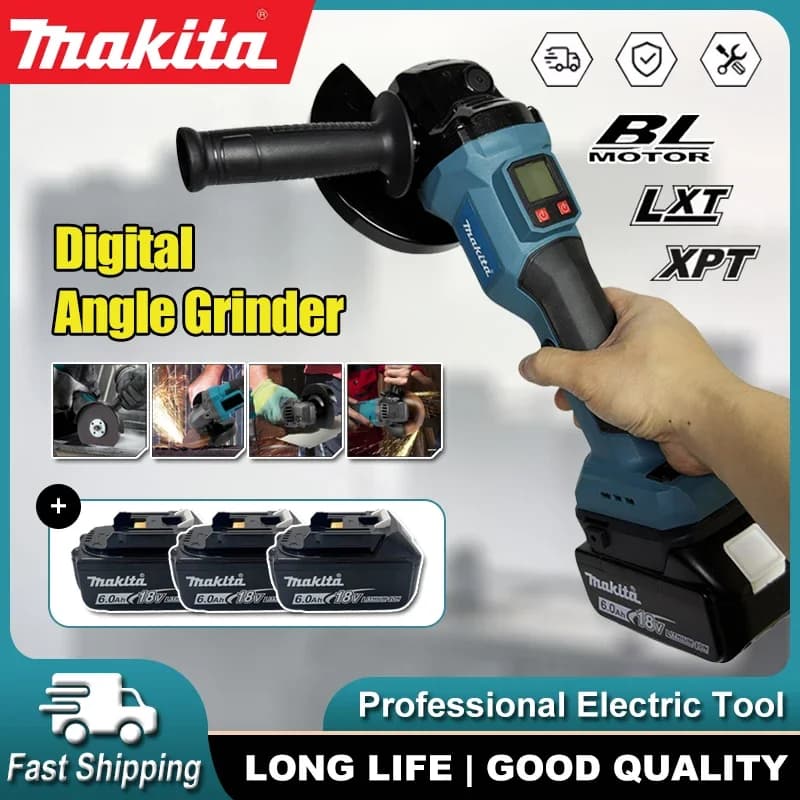 Smerigliatrice Angolare Digitale Brushless Makita con Display, Utensile Elettrico Fai-da-te per Lucidatura e Smerigliatura, Compatibile con Batteria 18V