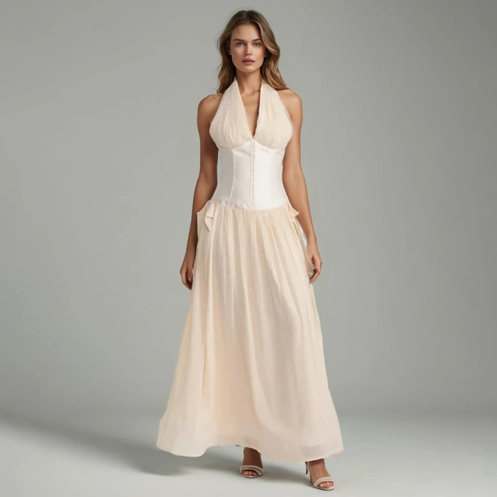 Solid Spliced Folds Slimming Dresses For Women V Neck Sleeveless Tunic Temperament Minimalist Dress Female Style