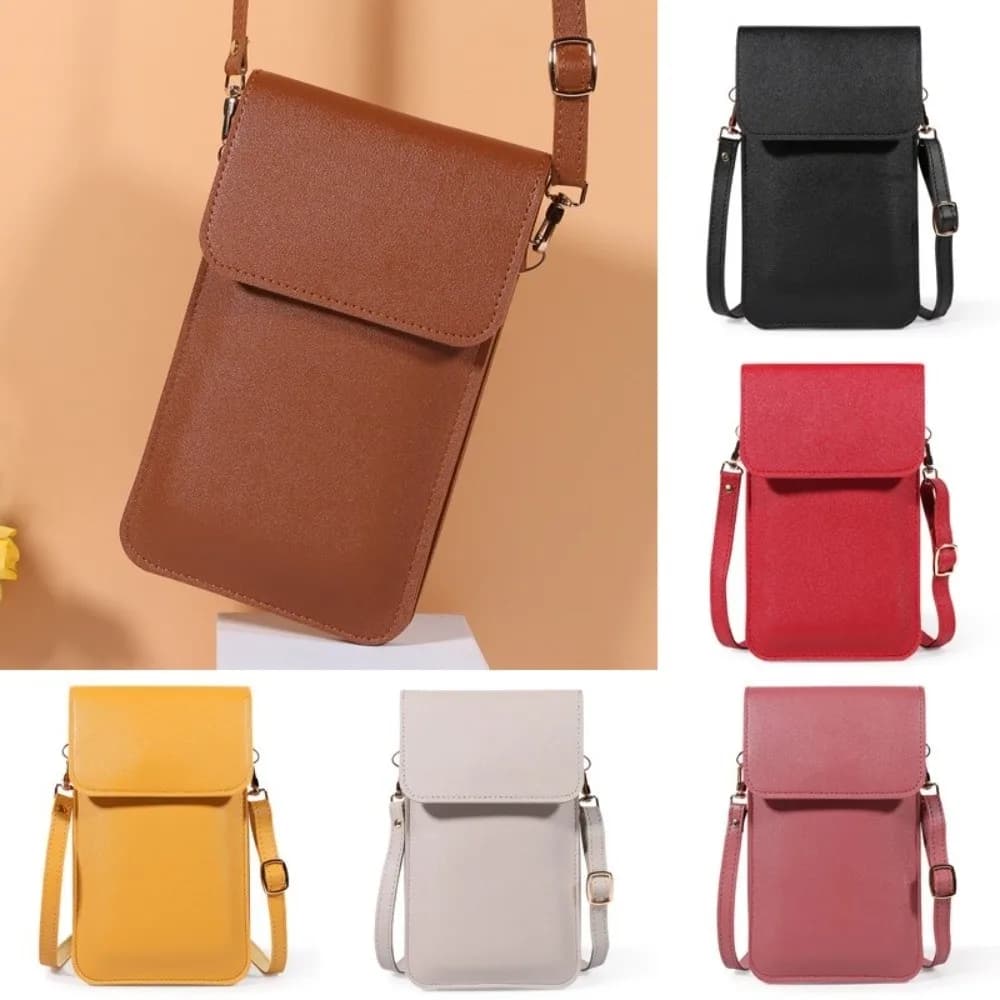 PU Leather Touch Screen Phone Bag Zipper Flap Large Capacity RFID Anti Theft Purse Multifunctional Wallet Handbag