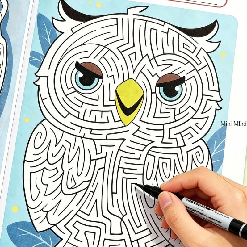 Fun Maze Puzzle Drawing Book,32 Different Patterns, Animal Maze Painting Coloring Book,Concentration Training Puzzle Game Book