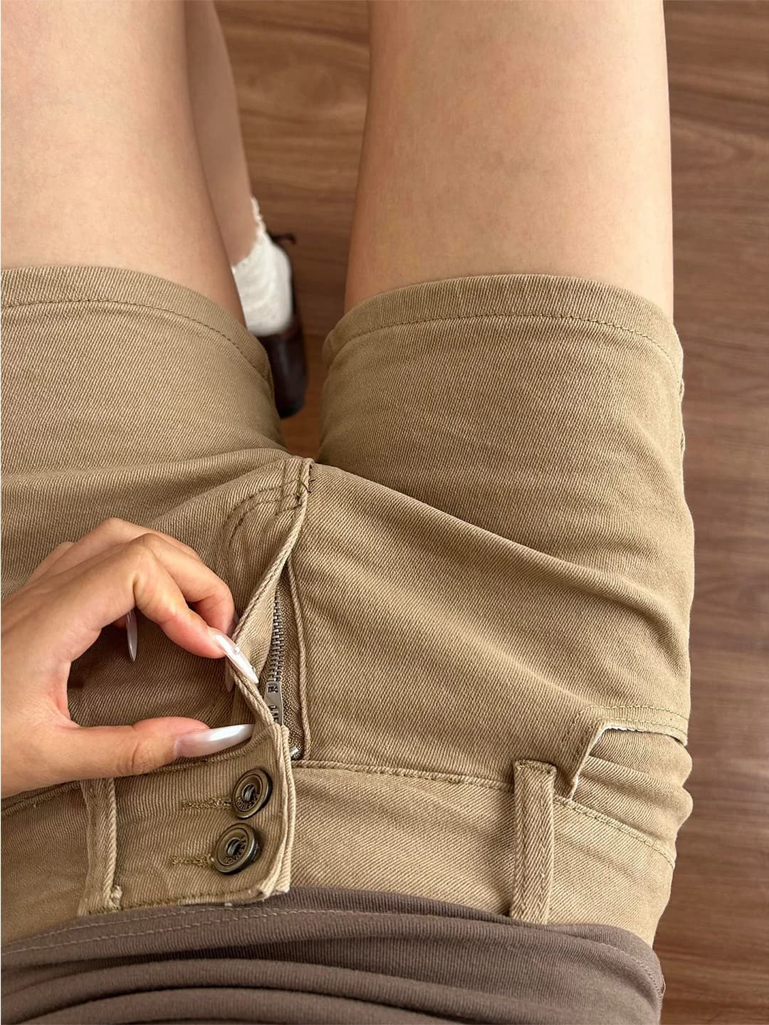Shorts in denim a vita alta da donna, modello slim fit, estivi, con controllo pancia e effetto push-up, classici a gamba dritta