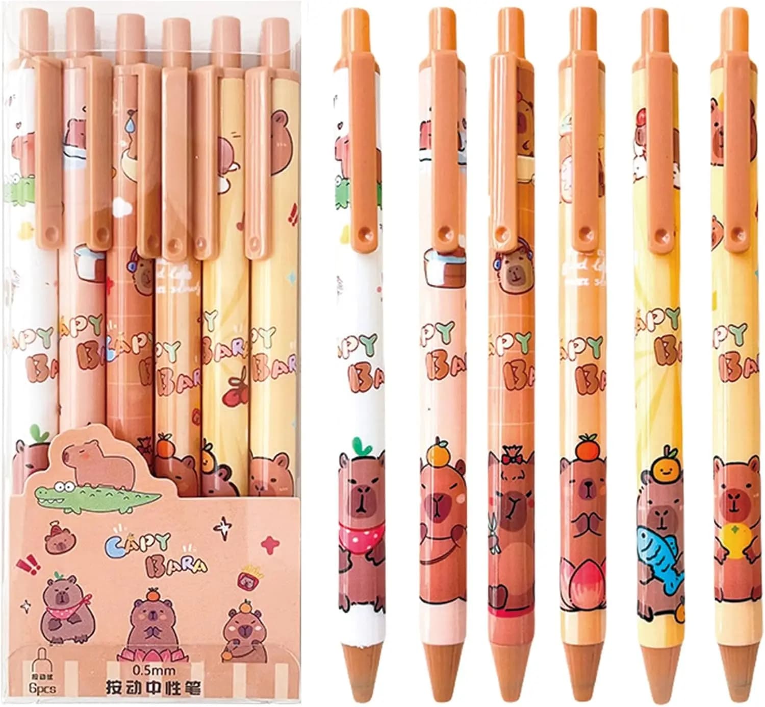 12 Pezzi Penne Gel Retrattili Carine a Forma di Capibara, Penna Cartoon Capibara 0.5mm Inchiostro Nero, Forniture per Ufficio e Scuola