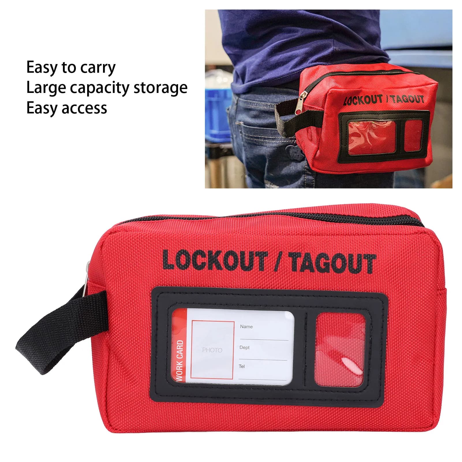 Borsa per la conservazione di dispositivi Lockout Tagout, con chiusura a strappo, in tessuto di poliestere resistente all'usura, per uso domestico e industriale