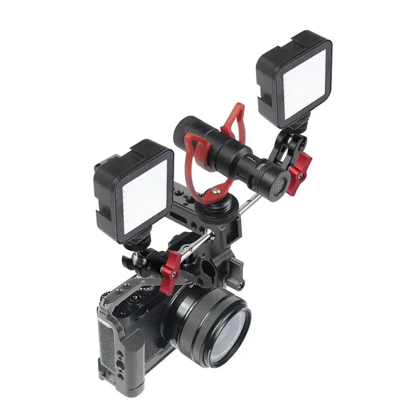 T69C! Supporto a Braccio Articolato con Doppia Testa a Sfera e Vite da 1/4 di Pollice per Fotocamera DSLR, Luce, Treppiede, Staffa Hot Shoe Tipo A