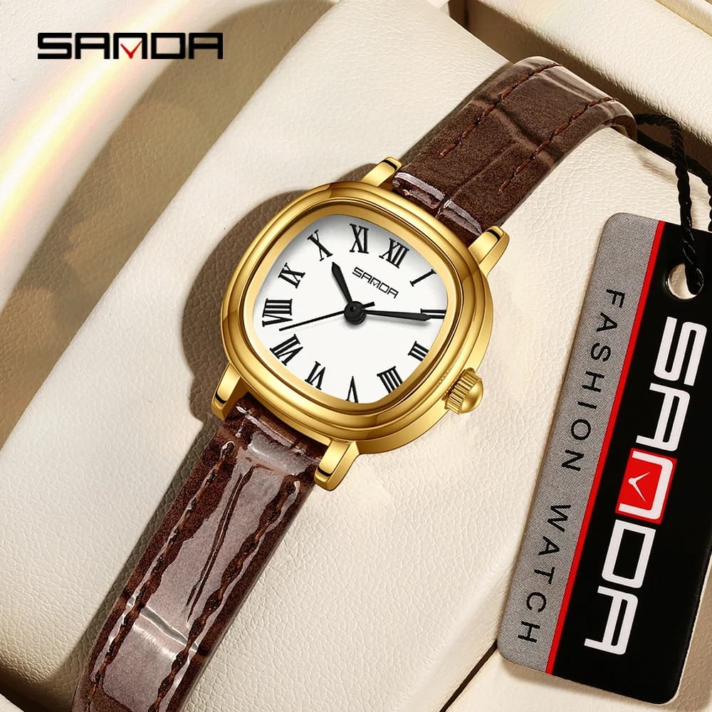 Fashion Sanda 1137 Stylish Rose Gold Quartz Wrist Watch With Roman Analog Display With Stainless Steel Strap For Women's Watch