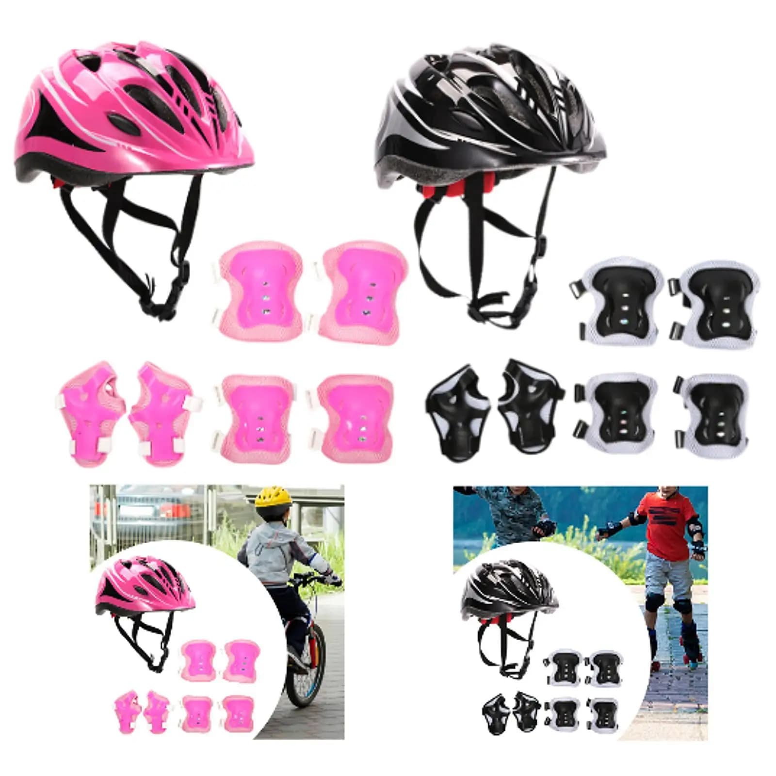 7 pcs/set children bike helmet skating scooter protection kit for skateboard roller skating bike riding roller skates cycling