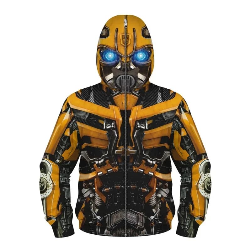 Autobots Bumble Bee Cappotto con cappuccio con cerniera per bambini, ragazzi e ragazze