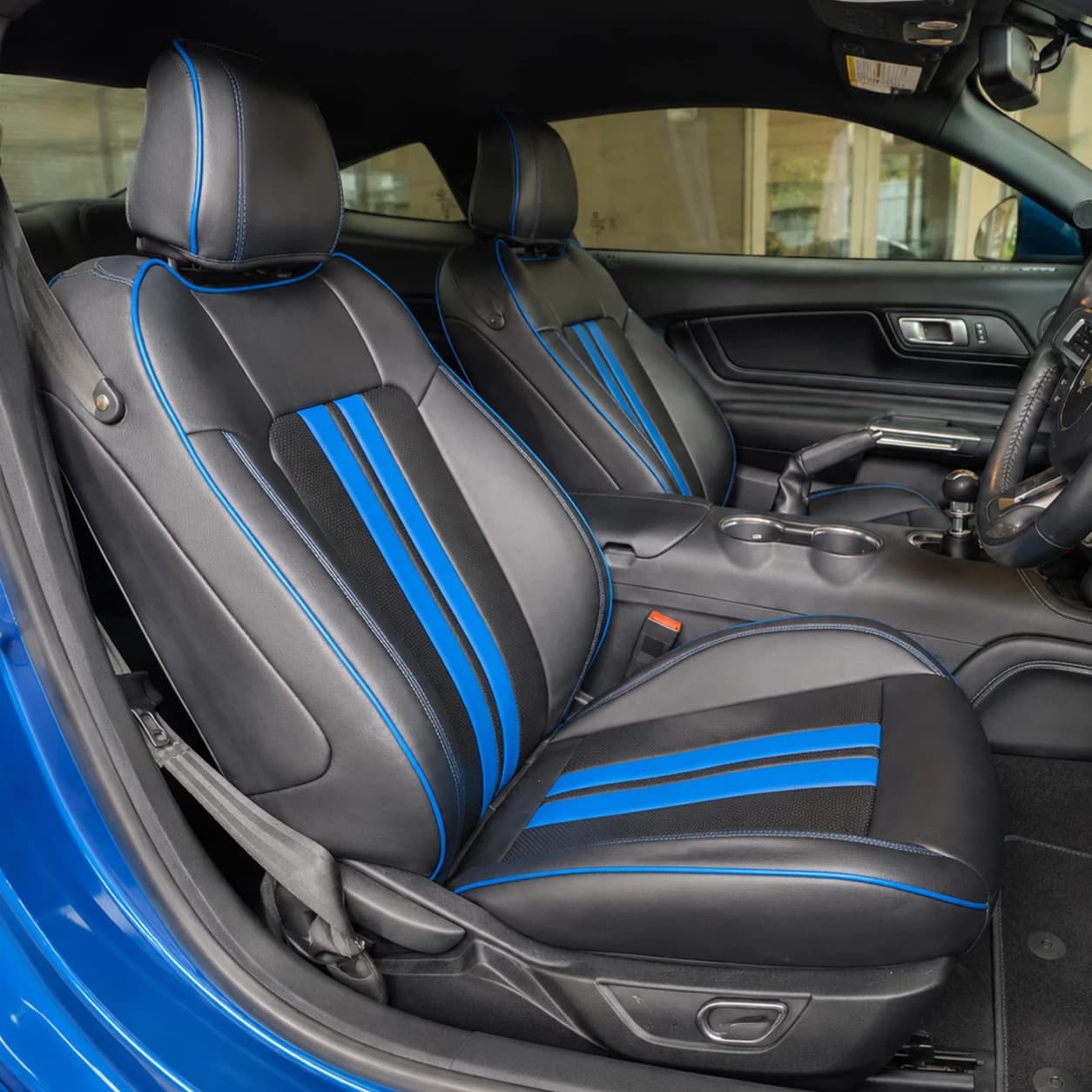 Customized Size for 2015-2022 Mustang Car Seat Covers Premium Ecopelle Full Set Full Cover for Mustang 2015-2022 Convertible