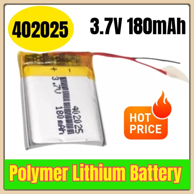 402025 3.7 V 180 mAh polymer lithium battery for remote controls Dash Cam Bluetooth Speakers LED lights