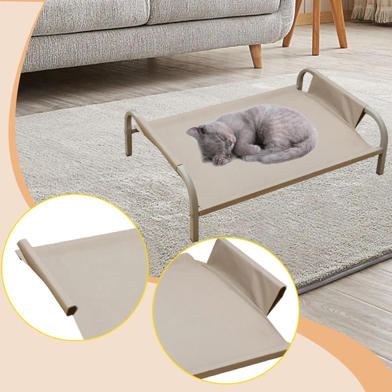 Copertura di Ricambio per Letto Rialzato per Cani, Resistente all'Usura, Rimovibile, per Accessori Domestici per Animali, Parte di Ricambio Facile da Installare