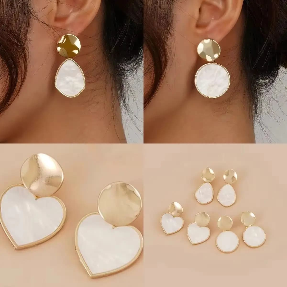 New 2025 Women's Fashion Water Drop Heart Circle Earrings Alloy Glitter Wedding Party Jewelry Classic Design