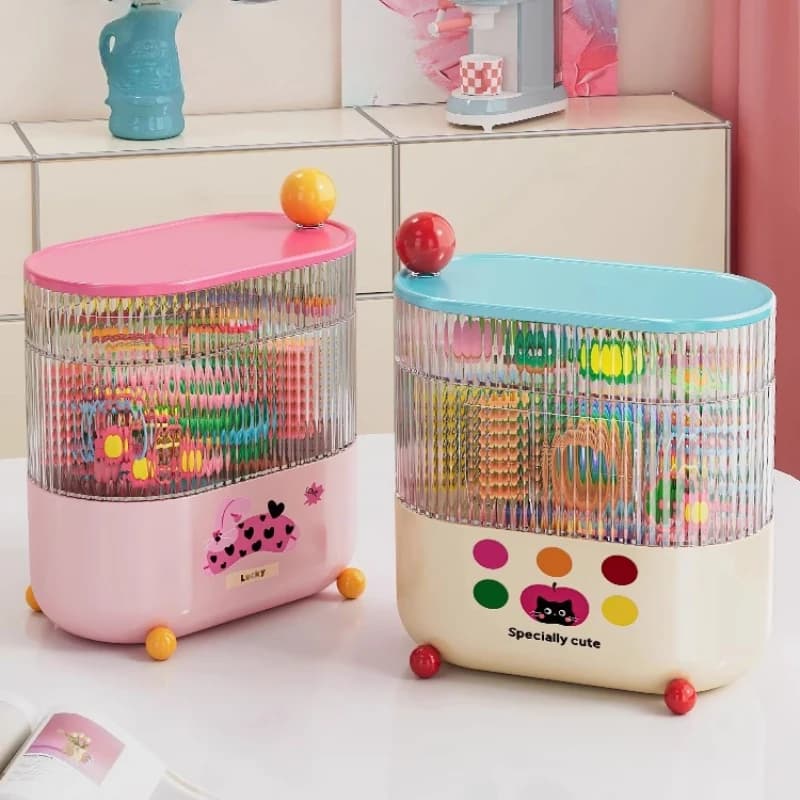 Children's Hair Accessories Storage Box Organizer Rotatable Girl's Hair Rope Hairpin Accessories Desktop Dopamine Jewelry Boxes