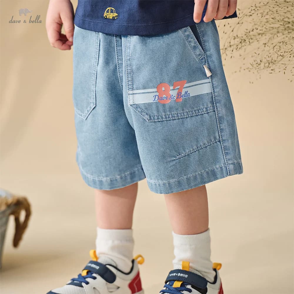 Dave Bella Children Shorts Boys Clothes Summer Denim Pants Trousers Elastic Waist Casual Cowboy Outdoors Beach Fashion DB2262179