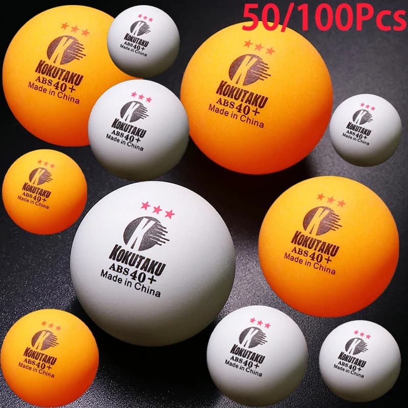 50/100 Pezzi Palline da Ping Pong KOKUTAKU Etichetta Rossa 3 Stelle per Allenamento e Competizione, 40+ Palline con Cucitura in Nuovo Materiale ABS ad Alta Elasticità