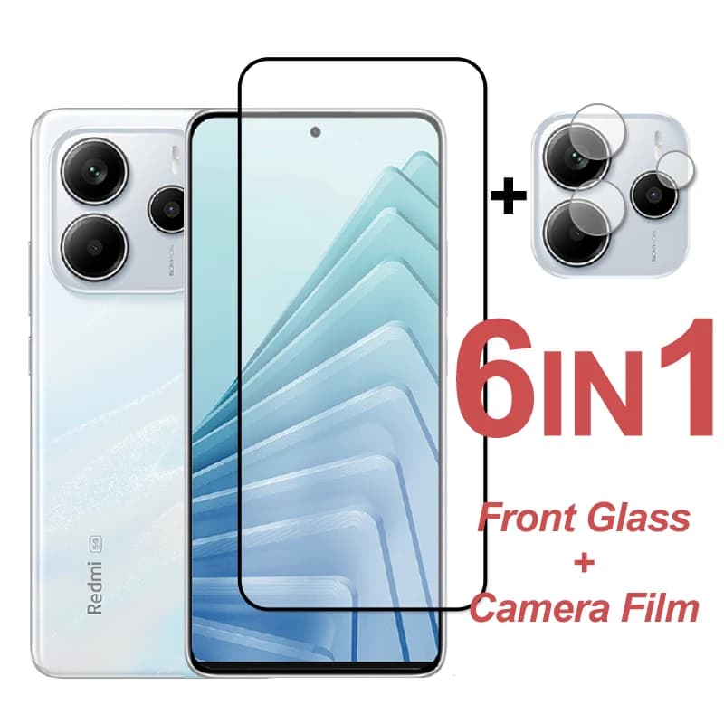 Per Xiaomi Redmi Note 14 Proteggi schermo in vetro Copertura completa in vetro temperato Pellicola protettiva per obiettivo fotocamera su Redmi Note 14