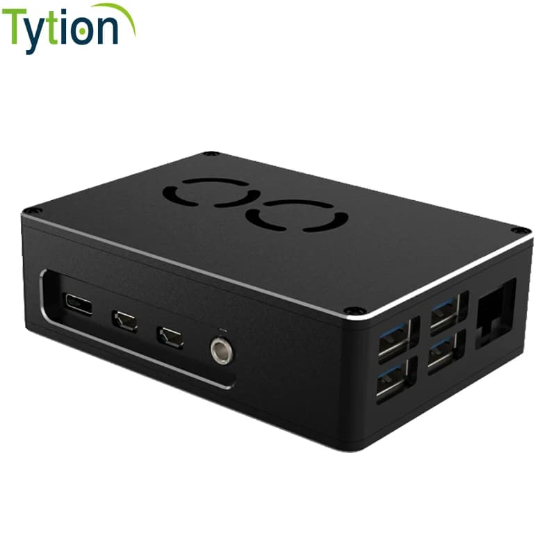 Raspberry Pi 4B Aluminium alloy shell Aluminum frame protective box with double built-in fan