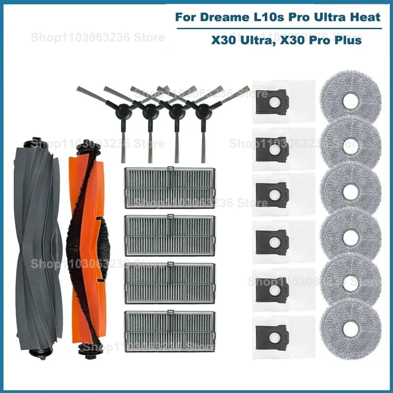 Accessories For Dreame L10s Pro Ultra Heat, X30 Ultra, X30 Pro Plus Kit Vacuum Cleaner Parts Brush Filter Mop Cloth Dust Bag