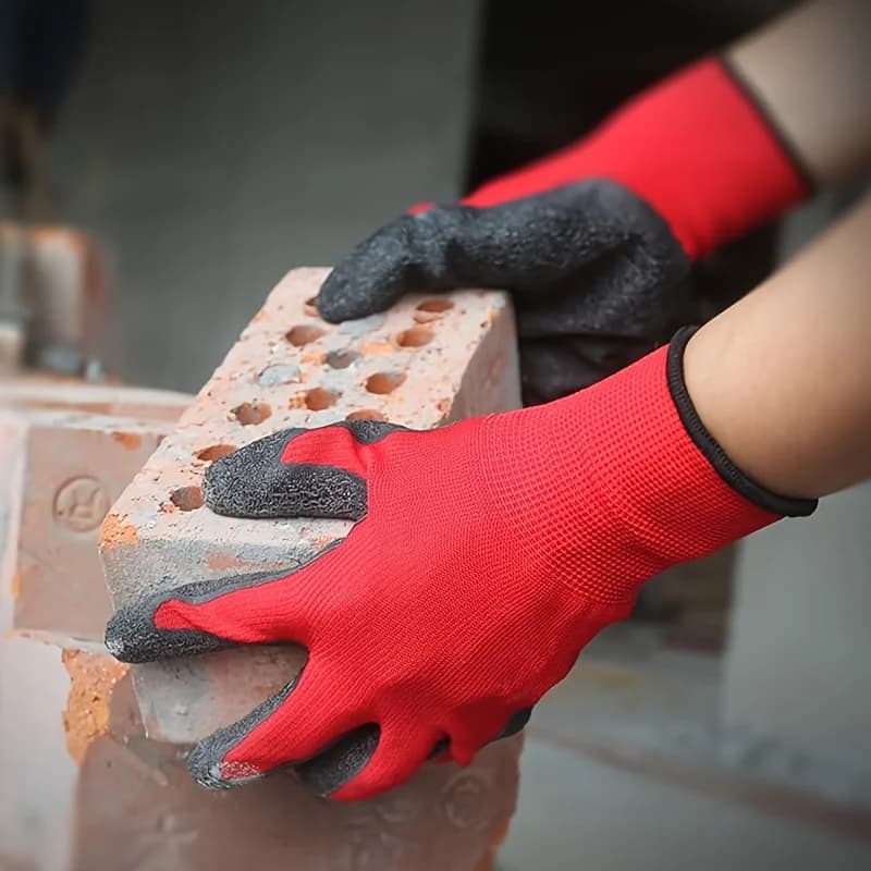 2 paia di guanti da lavoro in lattice resistenti, con rivestimento ad aderenza superiore per giardinaggio e protezione sul lavoro, guanti da lavoro resistenti agli strappi