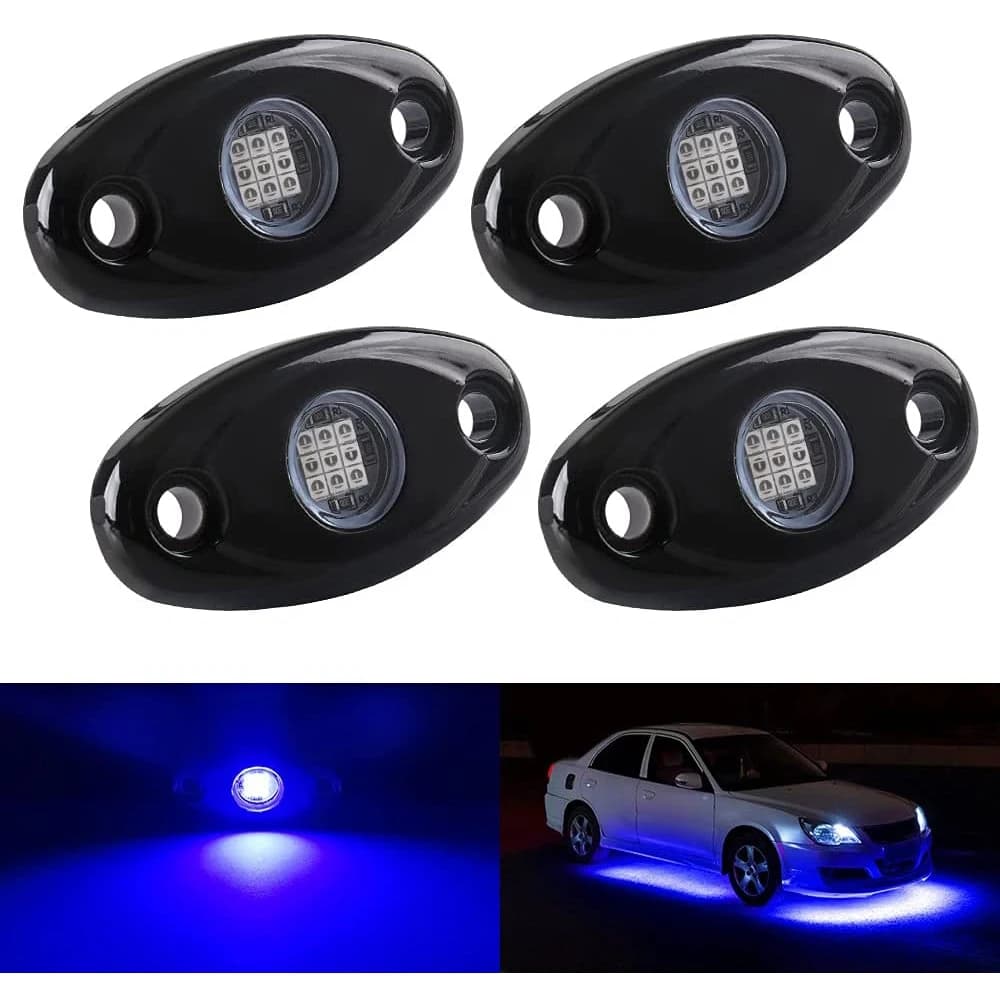Kit Luci Sottoscocca a LED A95E-4Pcs 9LED Super Luminose Impermeabili per Fuoristrada, Camion e Barche
