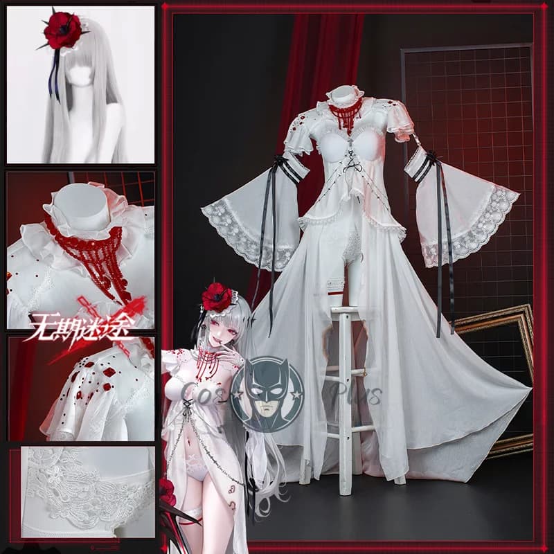 Coquelic Costume Cosplay Parrucca Gioco Path To Nowhere Abito bianco Uniforme sexy Sinner Fiore Forcina Unghie legwear Ragazze