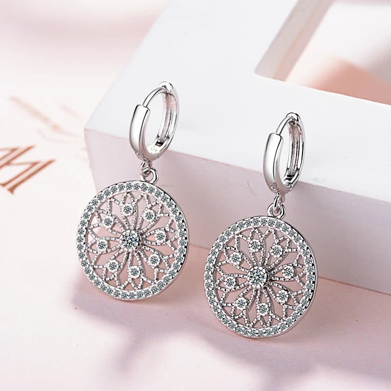 3 Carat Original Moissanite Hoop Earrings 925 Sterling Silver D Color Lab Diamond Dreamcatcher Drop Earrings for Women Jewelry