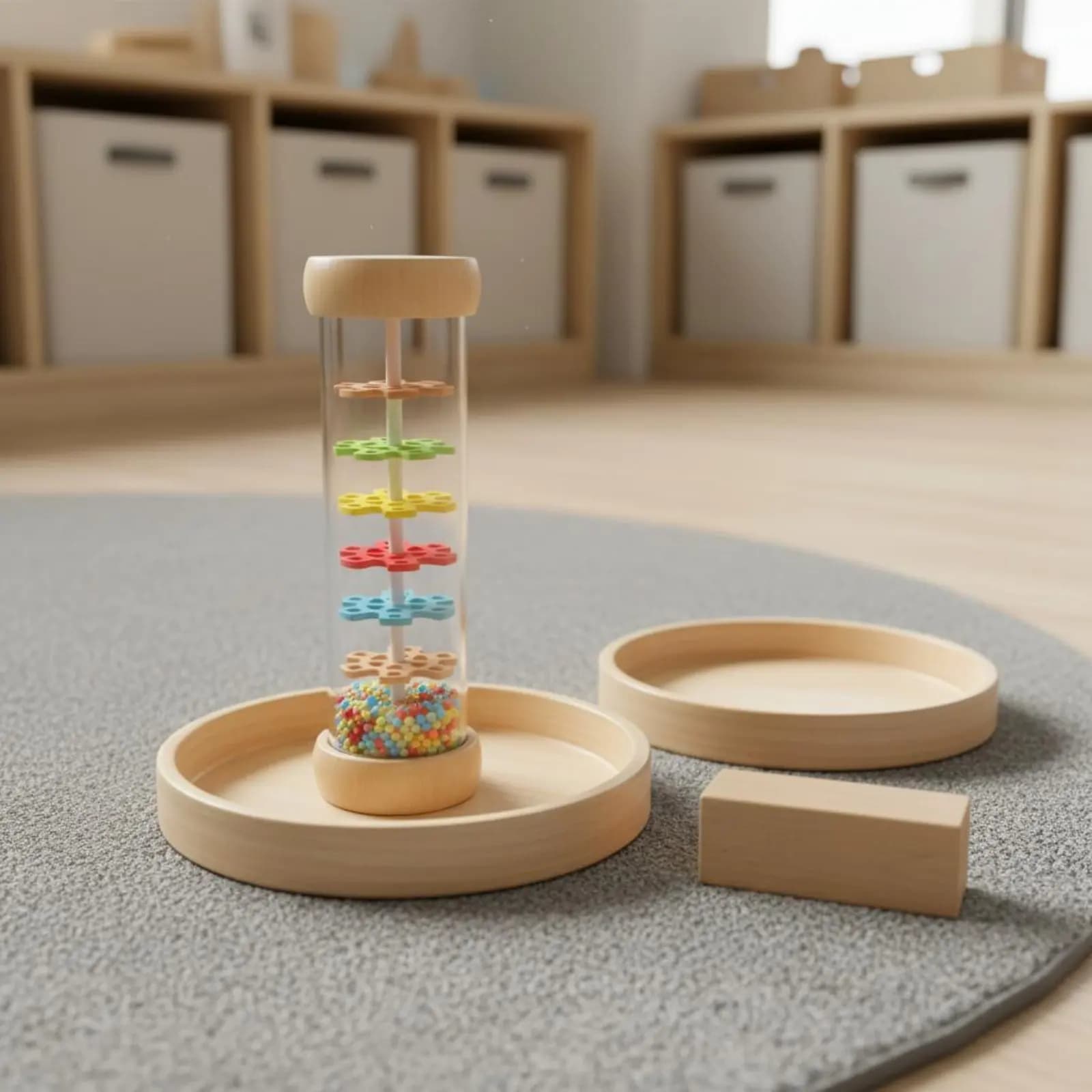 Bastone della Pioggia in Legno, Giocattolo Sonoro Ispirato alla Pioggia per Bambini, Stimolazione Uditiva per l'Apprendimento Precoce