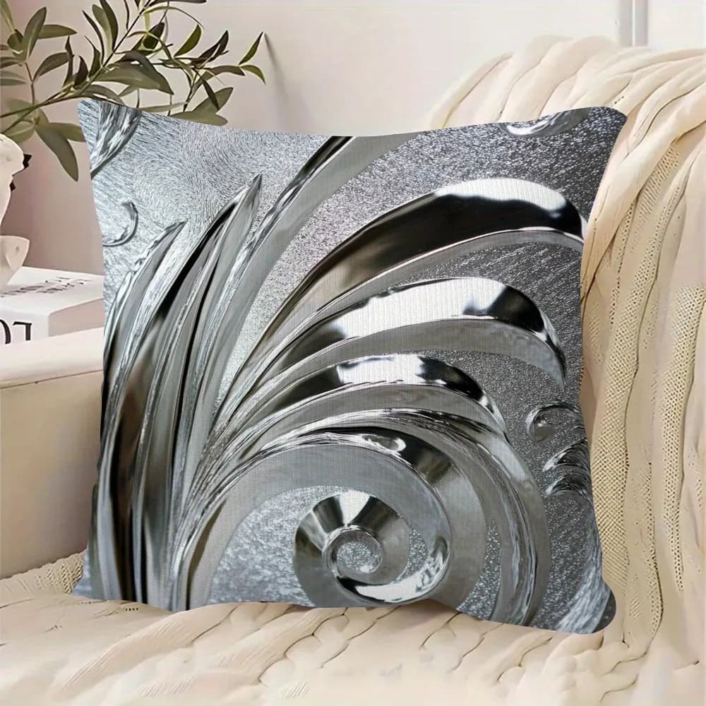 Double Sided Silver Art Deco Cushion Cover Stylish Decorative Throw Pillow Case for Sofa Living Room Home Decor
