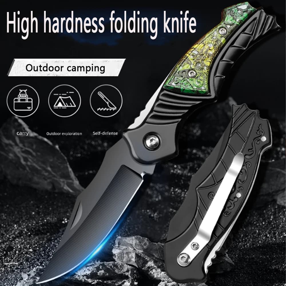 New portable folding outdoor fruit knife for kitchen supplies, sharp survival knife, suitable for camping and hiking
