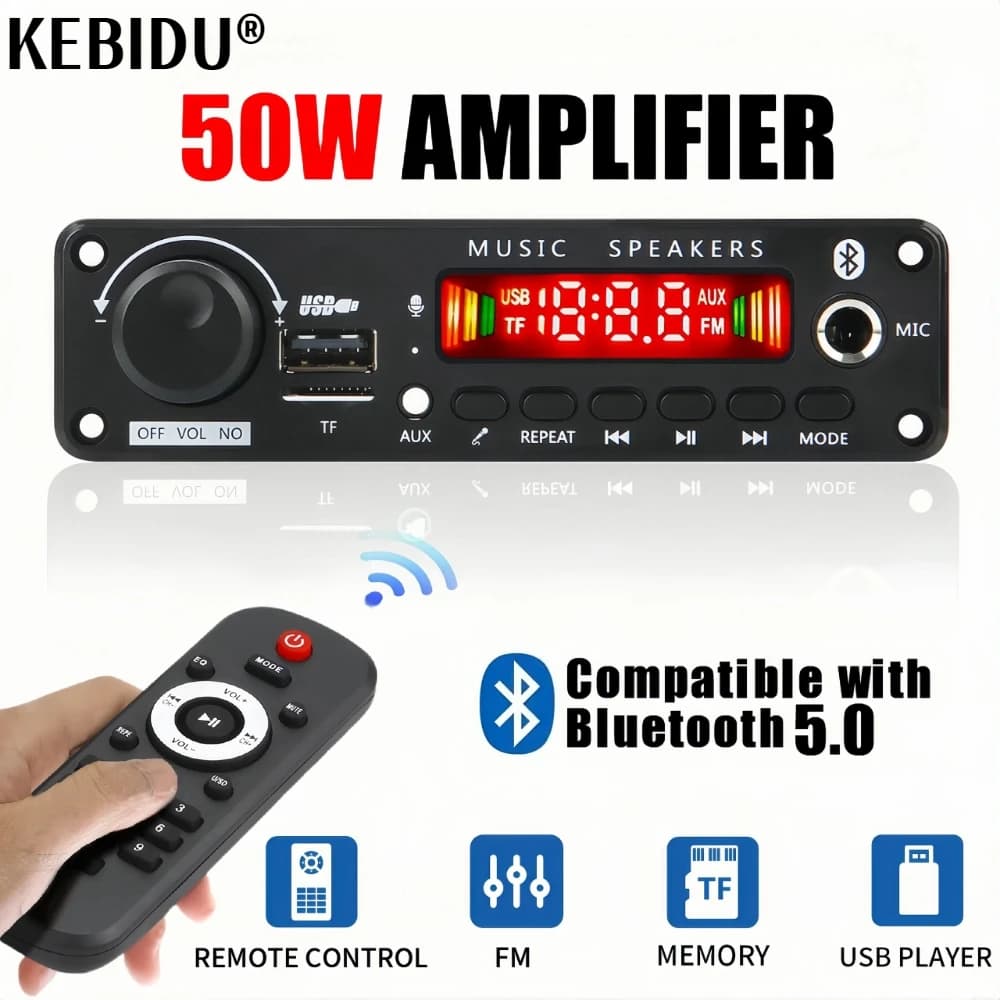 50W Amplificatore Bluetooth MP3 WMA APE Scheda di decodifica DC 12V 25W Vivavoce Audio per auto Microfono USB TF Radio FM FAI DA TE Lettore musicale Mp3